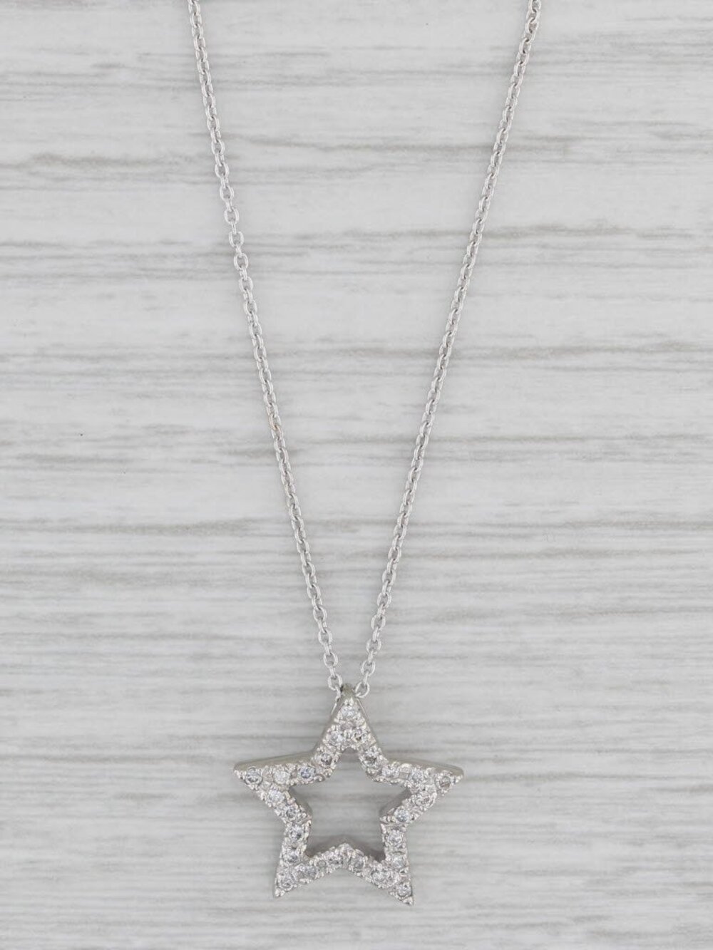0.20ctw Diamond Star Pendant Necklace 14k White Gold 16" Cable Chain